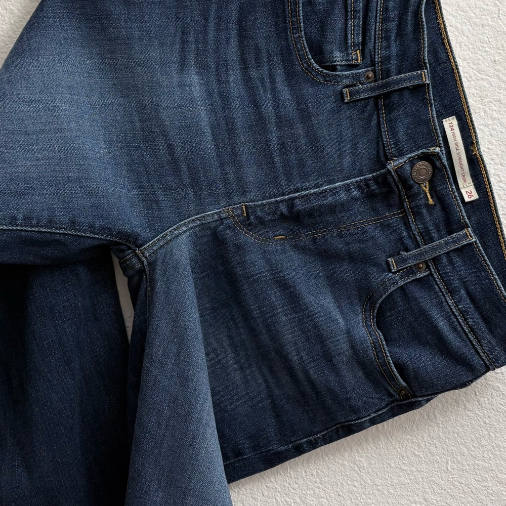 Levi’s 724 Women’s High Rise Straight Crop Dark Wash Blue Jeans Denim size W26 - Picture 3 of 11